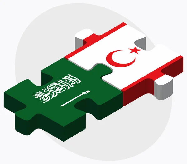 Bandiere dell'Arabia Saudita e della Repubblica turca di Cipro del Nord — Vettoriale Stock