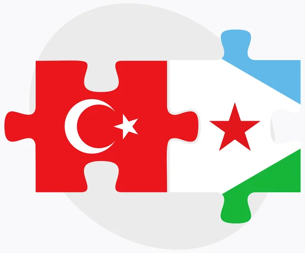 Turki dan Djibouti Bendera - Stok Vektor