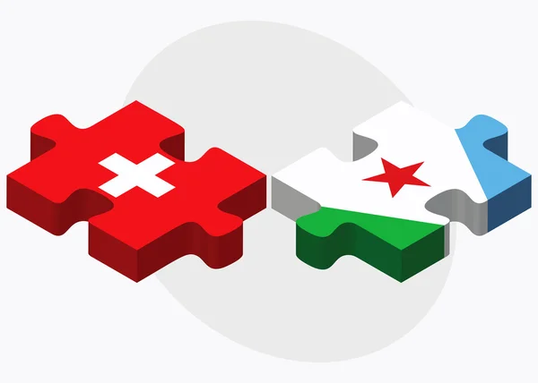 Schweiz och Djibouti flaggor — Stock vektor