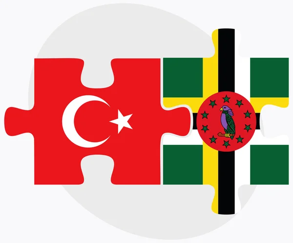 Turkiet och Dominica flaggor — Stock vektor