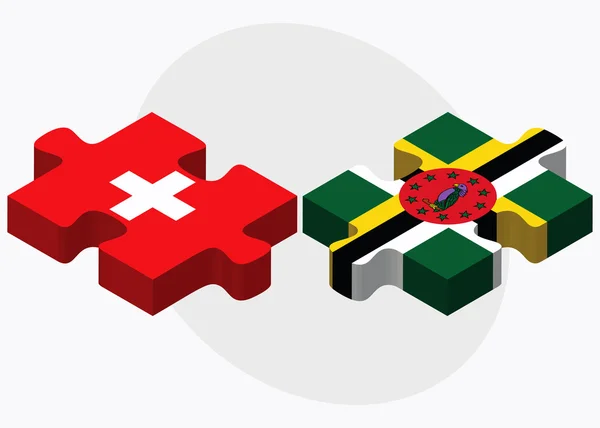 Zwitserland en Dominica vlaggen — Stockvector