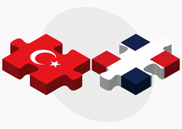 Turkije en de Dominicaanse Republiek vlaggen — Stockvector