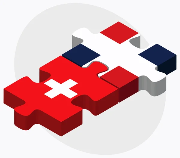 スイス連邦共和国、ドミニカ共和国の旗 — ストックベクタ