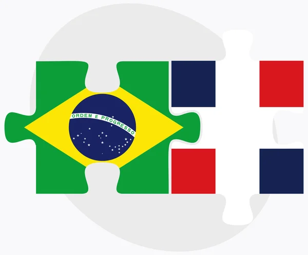 Brazilië en Dominicaanse Republiek vlaggen — Stockvector