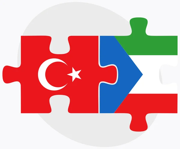 Turkiet och Ekvatorialguinea flaggor — Stock vektor