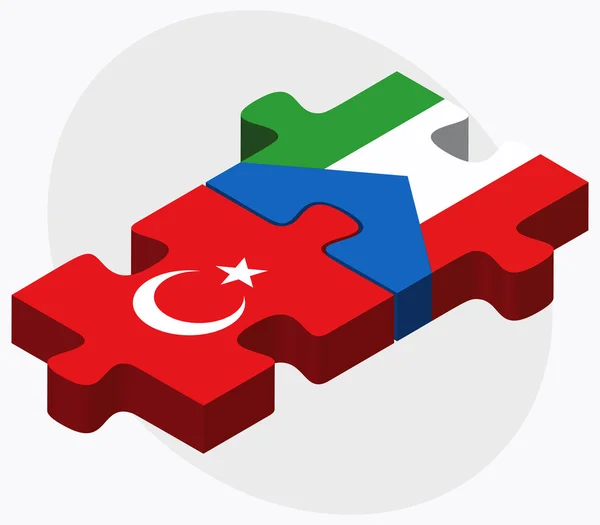 Bandiere Turchia e Guinea Equatoriale — Vettoriale Stock