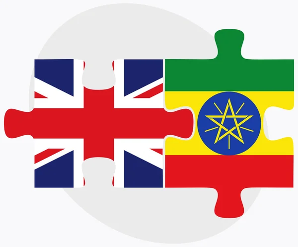 Banderas del Reino Unido y Etiopía — Vector de stock