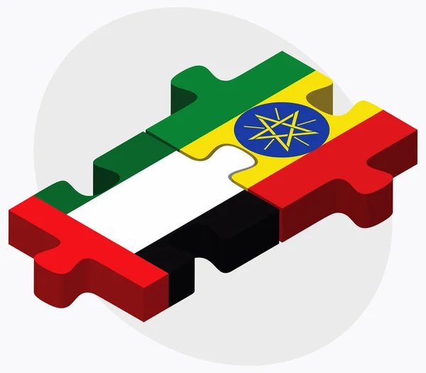 Emirati Arabi Uniti ed Etiopia Bandiere — Vettoriale Stock