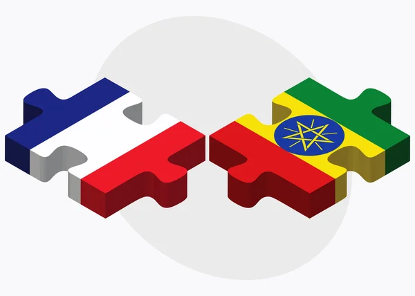 Francji i flagi Etiopii w puzzle — Wektor stockowy