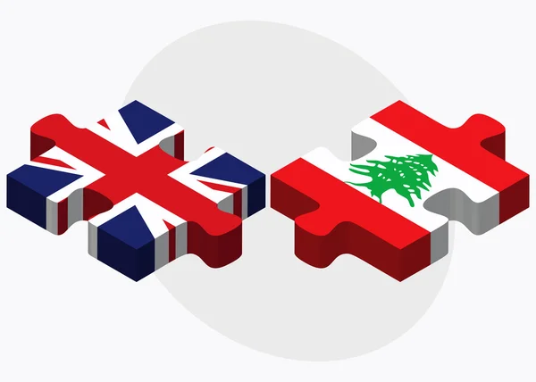 Verenigd Koninkrijk en Libanon vlaggen — Stockvector