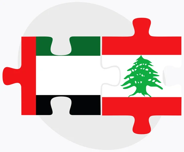 Émirats arabes unis et drapeaux du Liban — Image vectorielle