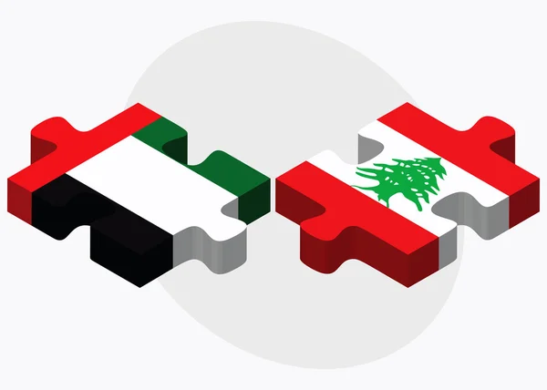 Émirats arabes unis et drapeaux du Liban — Image vectorielle