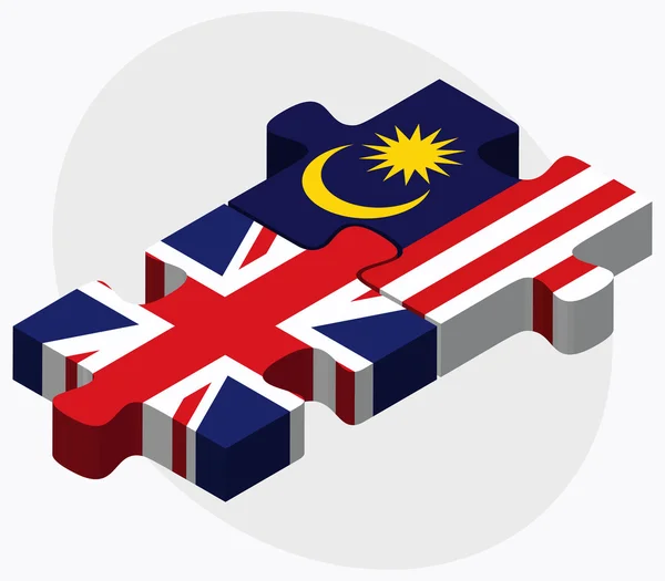 Bandeiras do Reino Unido e da Malásia — Vetor de Stock