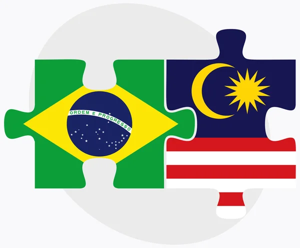 Drapeaux du Brésil et de Malaisie — Image vectorielle