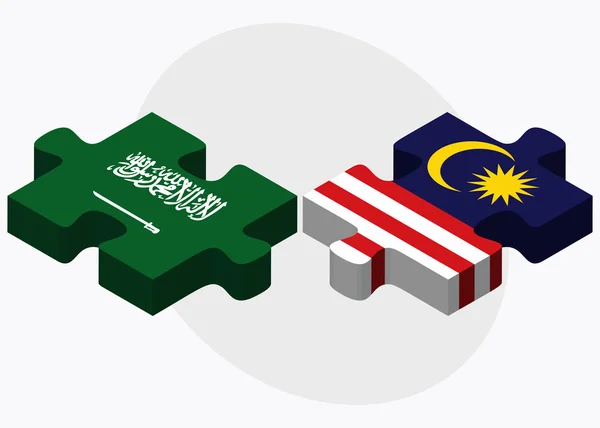 Banderas de Arabia Saudita y Malasia — Archivo Imágenes Vectoriales