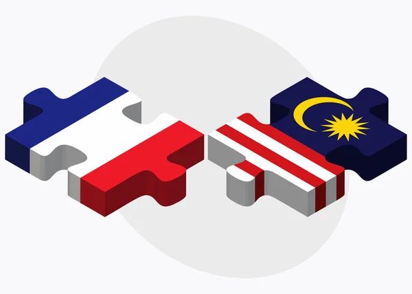 法国和马来西亚国旗 — 图库矢量图片