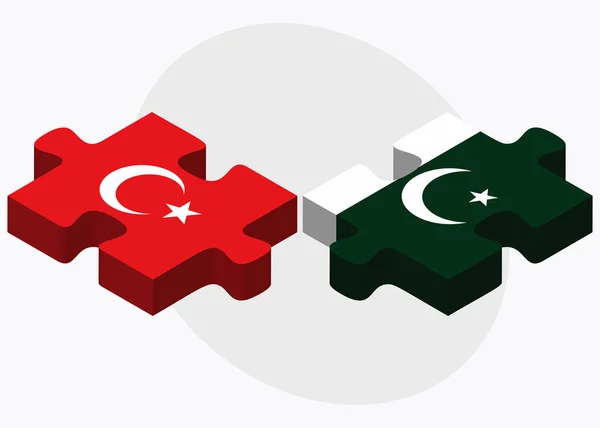 Turkije en Pakistan vlaggen — Stockvector