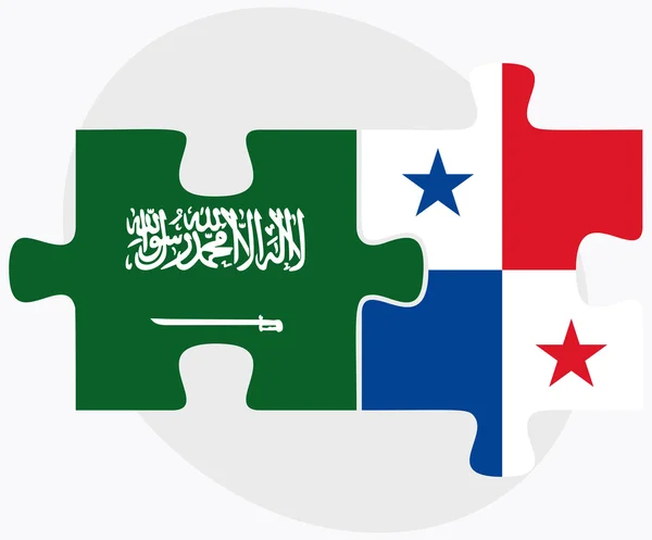 Saudiarabien och Panama flaggor — Stock vektor