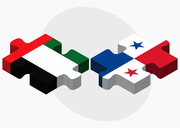Vereinte arabische Emirate und panamaische Flaggen — Stockvektor