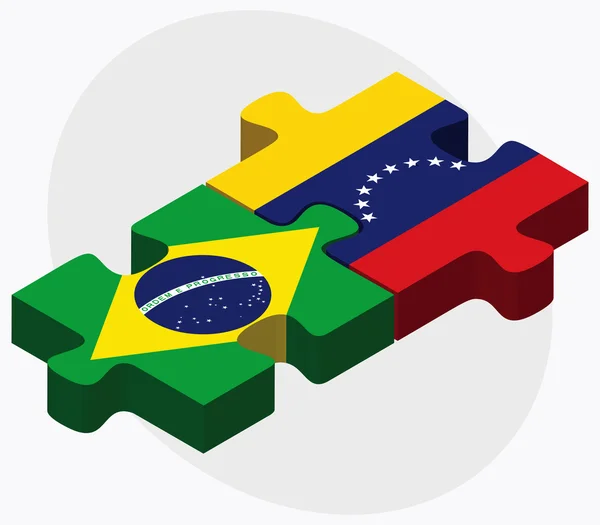 Bandeiras do brasil e da Venezuela — Vetor de Stock