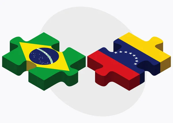 Banderas de Brasil y Venezuela — Vector de stock