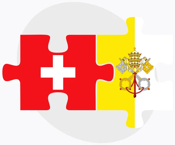 Suiza y la Santa Sede - Banderas del Estado de la Ciudad del Vaticano — Vector de stock