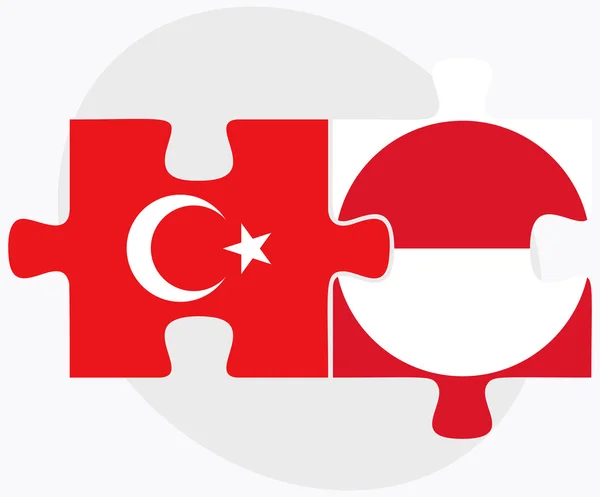 Türkei und Grönland Flaggen in puzzle — Stockvektor