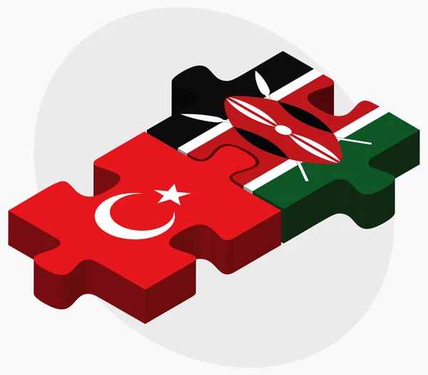 Turkije en Kenia vlaggen in puzzel — Stockvector