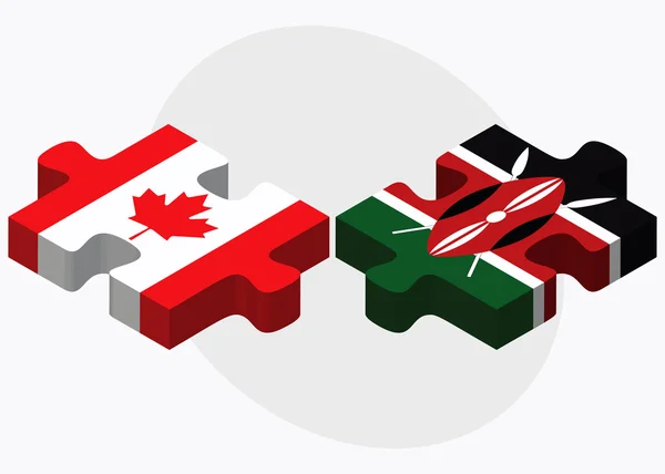 Canada and Kenya Flags in puzzle — Stock Vector