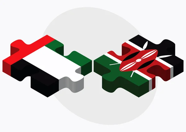 Emirati Arabi Uniti e Kenya Bandiere — Vettoriale Stock