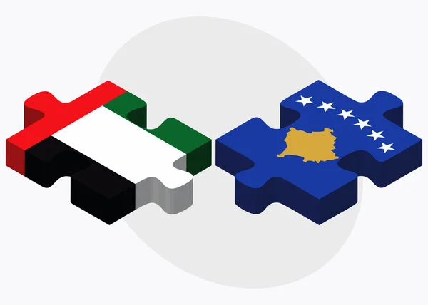 Emirati Arabi Uniti e Kosovo Bandiere — Vettoriale Stock