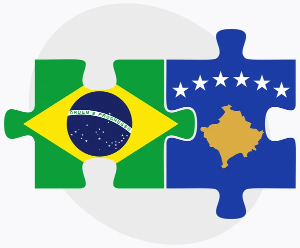 Brazilië en Kosovo vlaggen — Stockvector