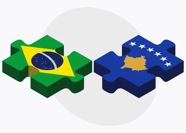 Drapeaux du Brésil et du Kosovo — Image vectorielle