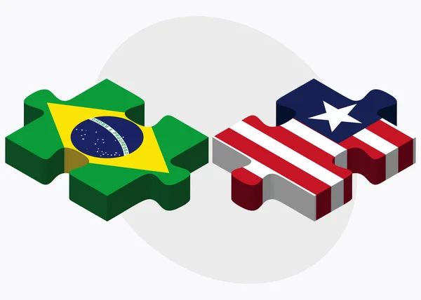 Banderas de Brasil y Liberia — Archivo Imágenes Vectoriales