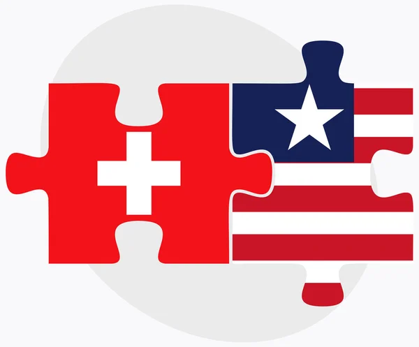 Banderas de Suiza y Liberia — Vector de stock