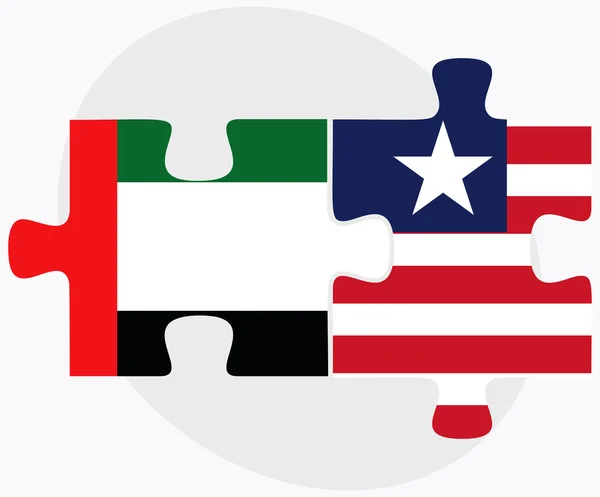 Emiratos Árabes Unidos y Liberia Banderas — Vector de stock