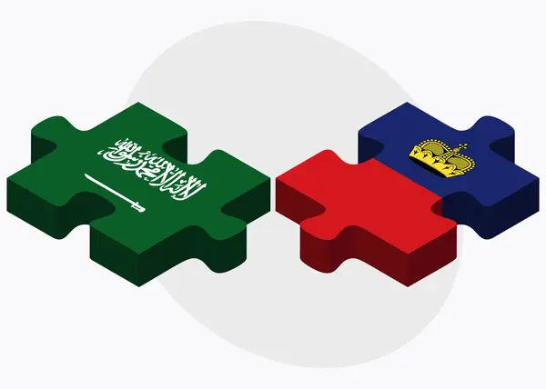 Suudi Arabistan ve Liechtenstein bayrakları — Stok Vektör