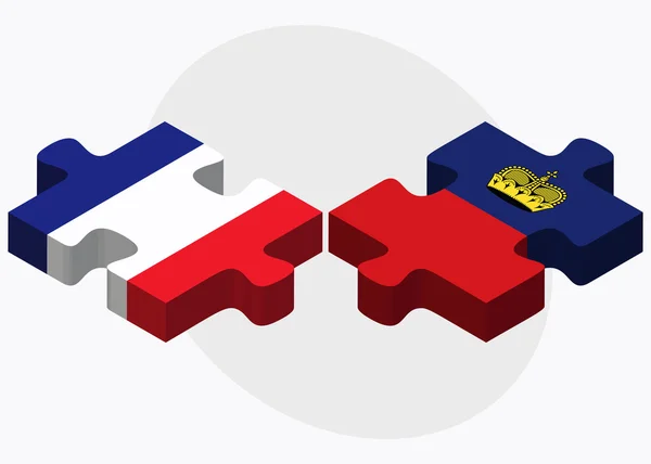 Banderas de Francia y Liechtenstein — Vector de stock