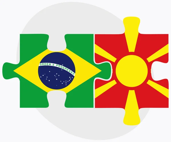 Brazil and Macedonia Flags — Stock Vector