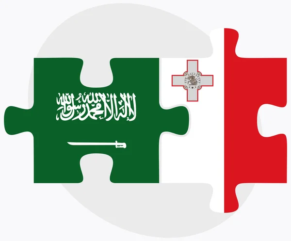 Bandiere Arabia Saudita e Malta — Vettoriale Stock