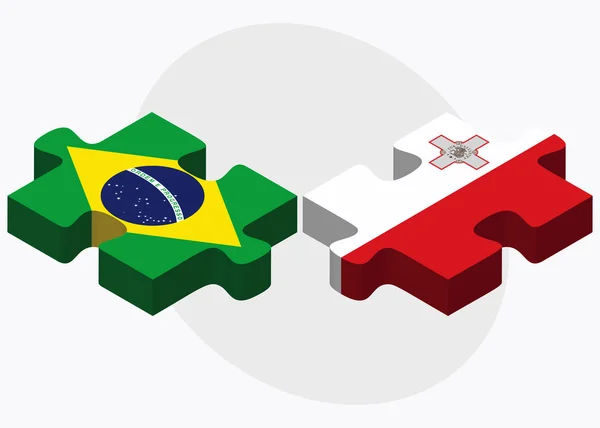 Brasilien und Malta Flaggen — Stockvektor