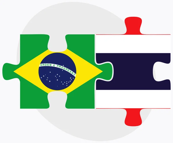 Banderas de Brasil y Tailandia — Vector de stock