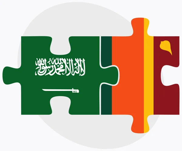 Banderas de Arabia Saudita y Sri Lanka — Vector de stock