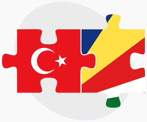 Turkiet och Seychellerna flaggor — Stock vektor
