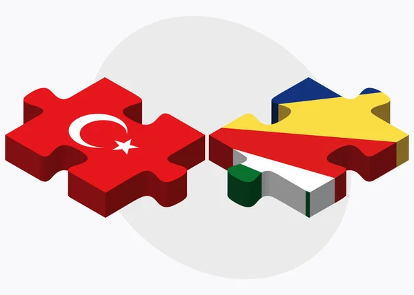 Turkiet och Seychellerna flaggor — Stock vektor