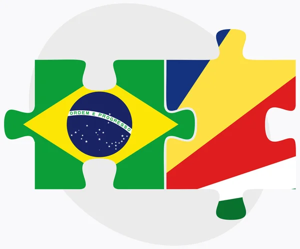 Brazilië en Seychellen vlaggen — Stockvector