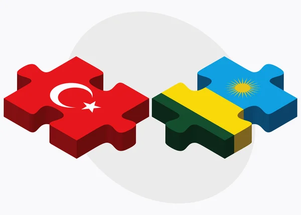 Türkei und Ruanda Flaggen — Stockvektor