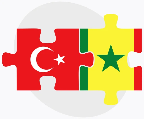 Turkiet och Senegal flaggor — Stock vektor