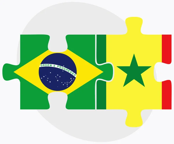 Brazilië en Senegal vlaggen — Stockvector