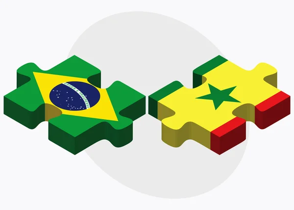 Bandeiras do brasil e do senegal — Vetor de Stock